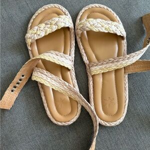 Splendid Woven Raffia Strap Sandals Size 9M Neutral Summer Shoes